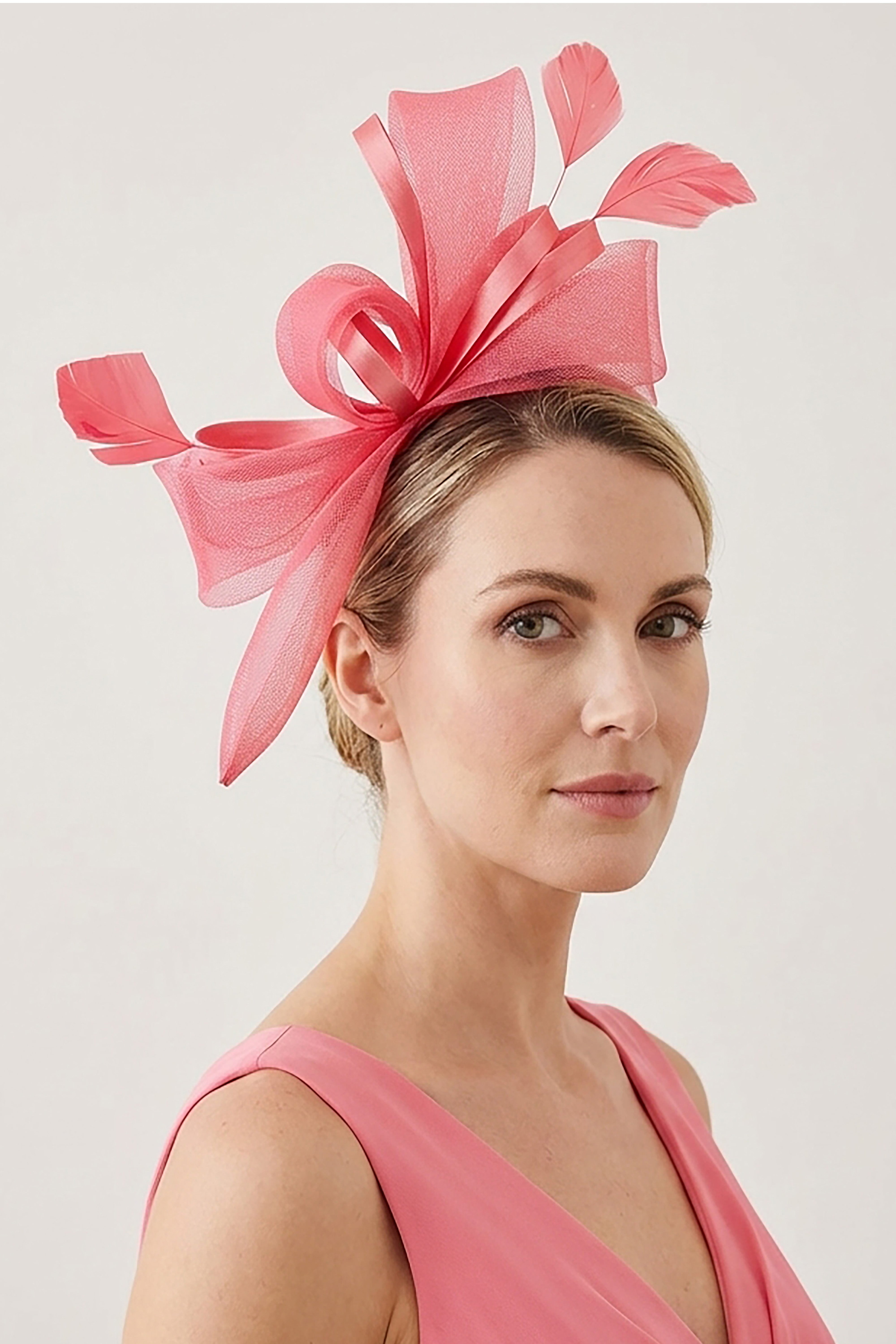 Structured Mesh Bow Fascinator Headband Maroon