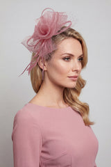 Double Flower Gauze Feather Fascinator Headband