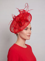Statement Disc Fascinator with Petunia Flower and Feather Trim