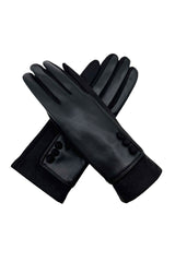 Elegant Button Detail Leather-Look Gloves