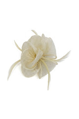 Small Sanity Flower Fascinator with Feather Trim – Dual Wear Brooch & Hair Clip
