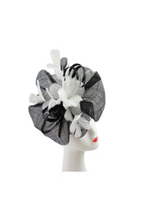 Mesh Fascinator with Feather Flower Detail White