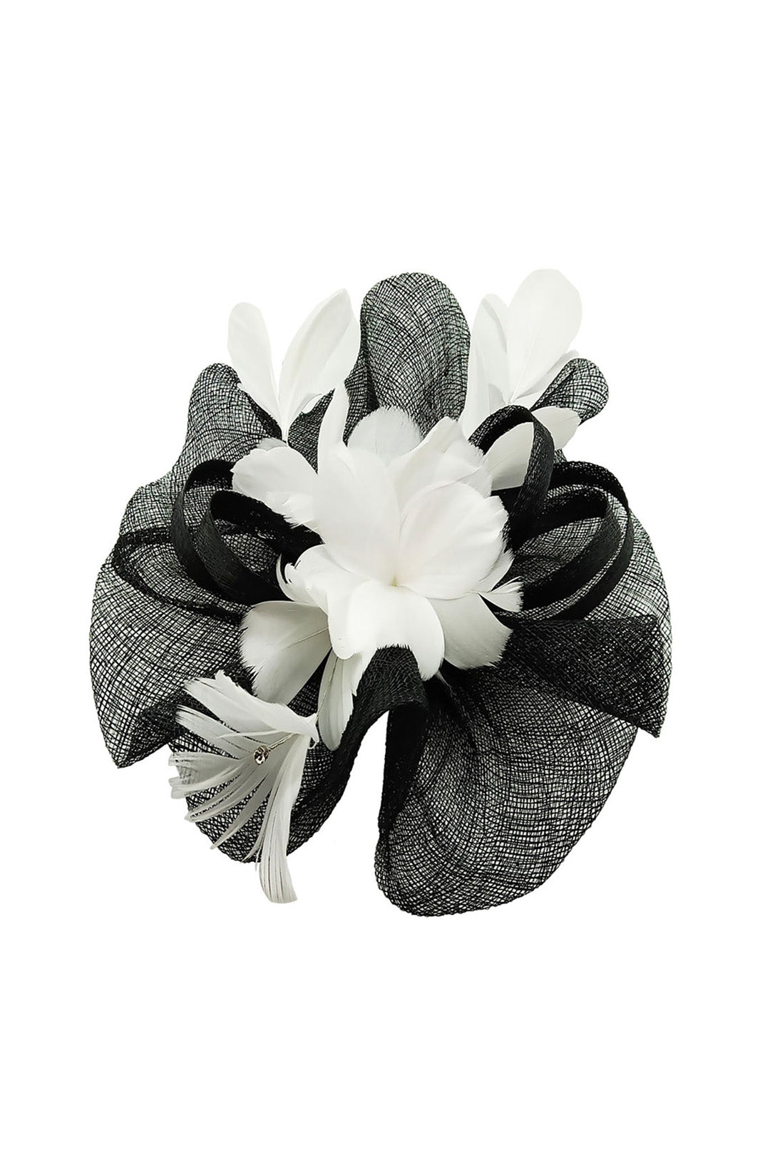 Mesh Fascinator with Feather Flower Detail White