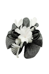 Mesh Fascinator with Feather Flower Detail White