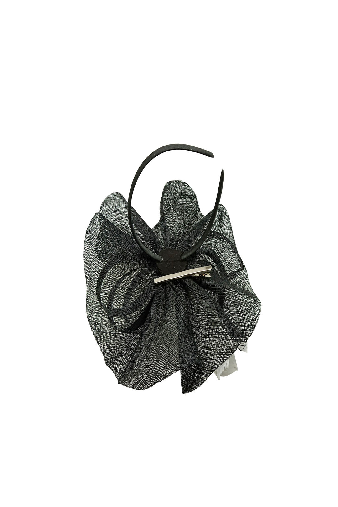Mesh Fascinator with Feather Flower Detail White