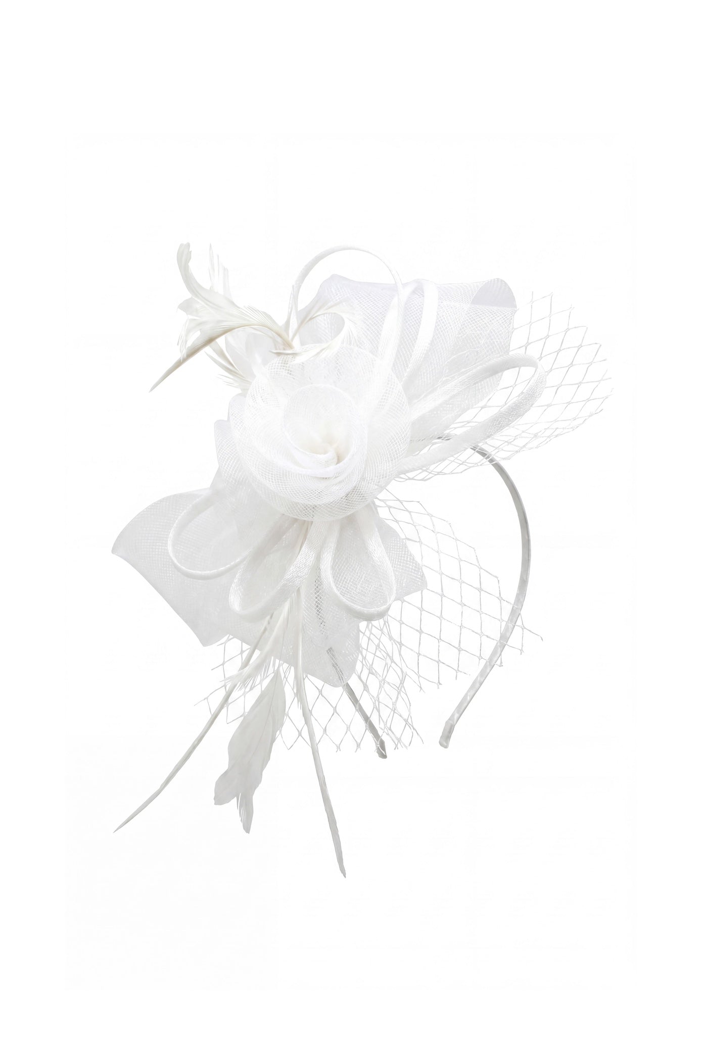 Double Flower Gauze Feather Fascinator Headband