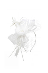 Double Flower Gauze Feather Fascinator Headband