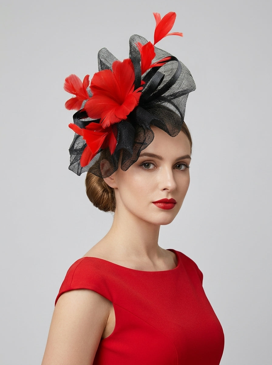 Red Fascinators for Weddings &amp; Royal Ascot | Vellin UK
