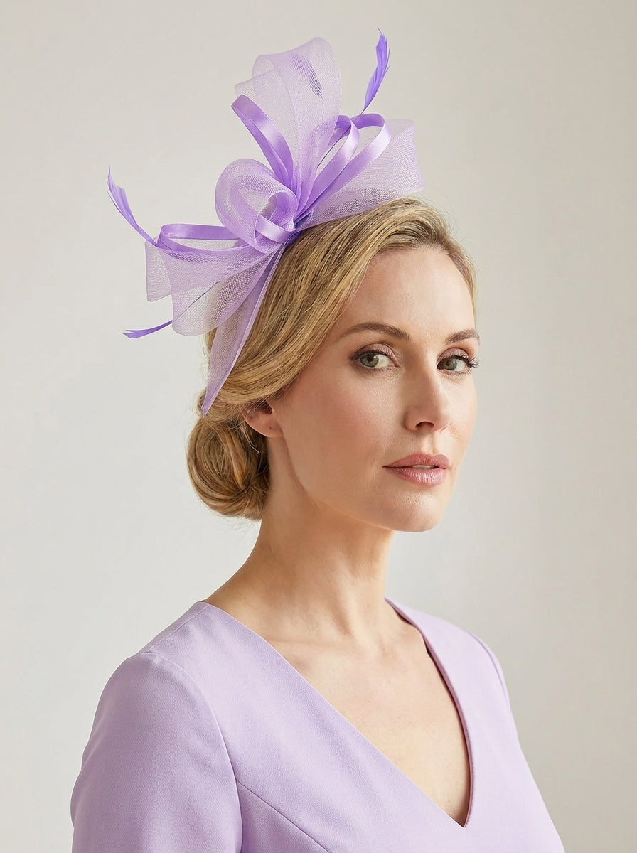 Vellin Lilac Fascinators for Weddings & Royal Ascot