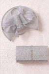 Glitter Pleated Evening Bag & Disc Fascinator Lilac Set