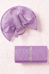 Glitter Pleated Evening Bag & Disc Fascinator Silver Set