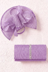 Glitter Pleated Evening Bag & Disc Fascinator Silver Set