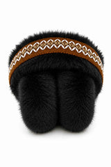 Women's Faux Fur Embroidered Headband Winter Earmuffs