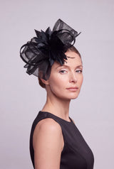 Curly Sinamay Fascinator with Feather Flower