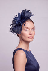 Curly Sinamay Fascinator with Feather Flower