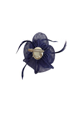 Small Sanity Flower Fascinator with Feather Trim – Dual Wear Brooch & Hair Clip