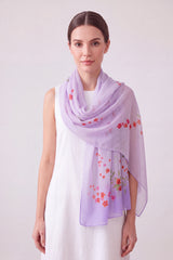 Abstract Lily Floral Print Chiffon Scarf