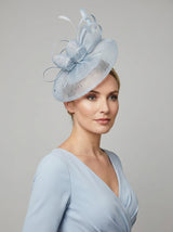 Curled Sinamay Bow Fascinator with Feather Trim Diamonds