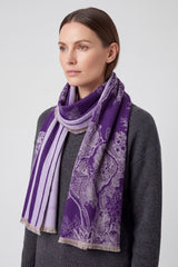 Women’s Toile Print Woven Scarf with Fringed Edge