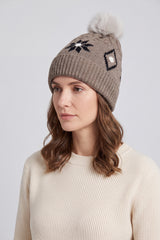 Women’s Nordic Pattern Faux Fur Pom Bobble Hat