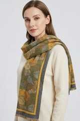 Women’s Multi-Tone Leaf Jacquard Scarf