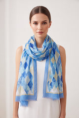 Abstract Diamond Print Lightweight Summer Scarf