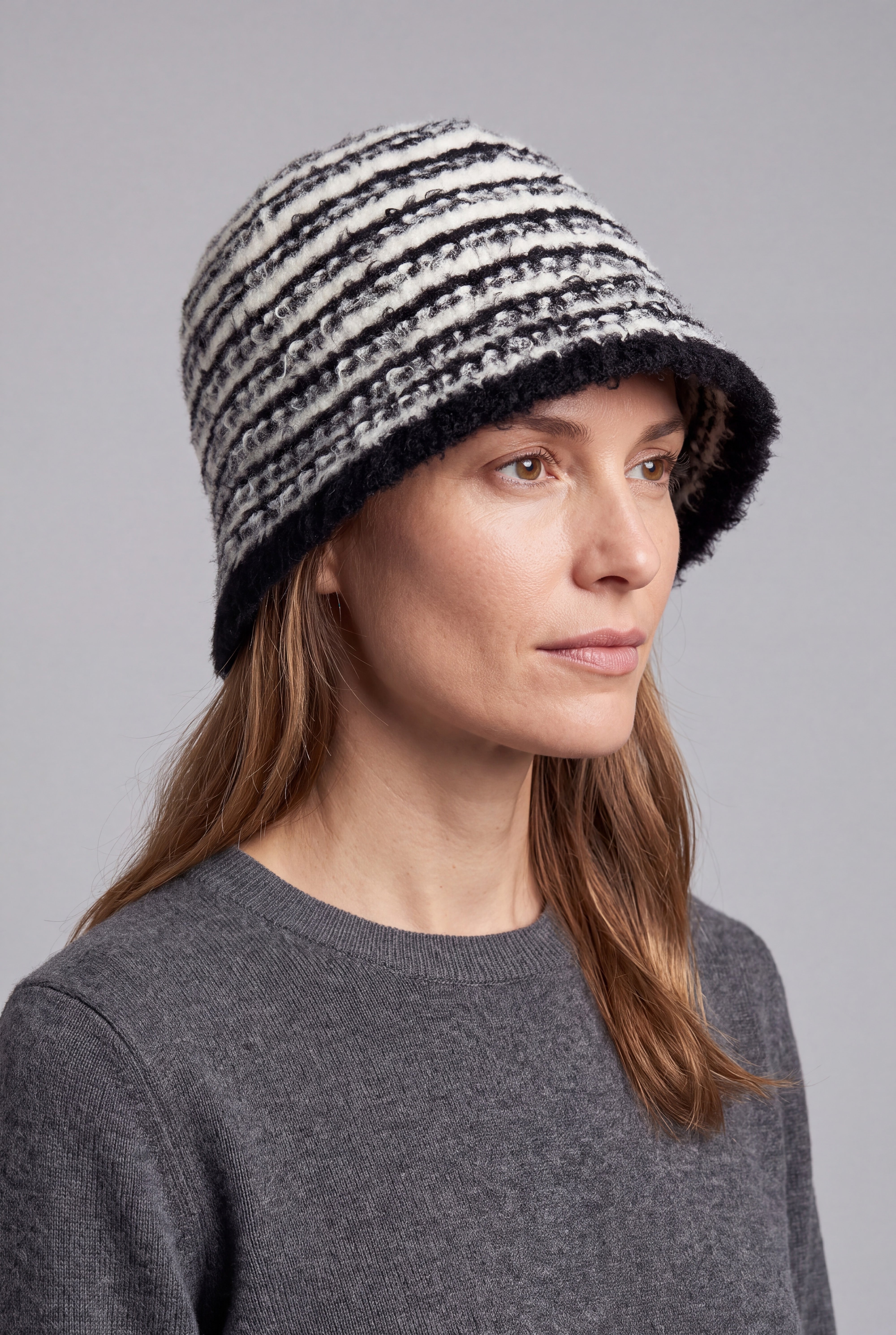 Soft Textured Striped Knit Hat