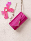 Textured Envelope Clutch Bag with Gold Chain and Loop Fascinator Occasion Fuchsia Set