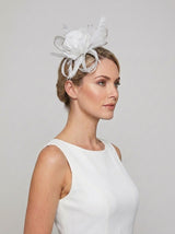 Feather & Mesh Flower Fascinator with clip and hair band