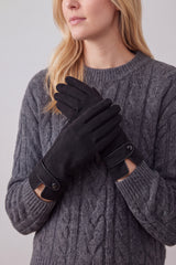 Plain Touch Screen Winter Gloves with Single Button Detail on Cuff