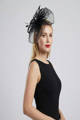 Large Curly Sinamay Fascinator with Feather Flower