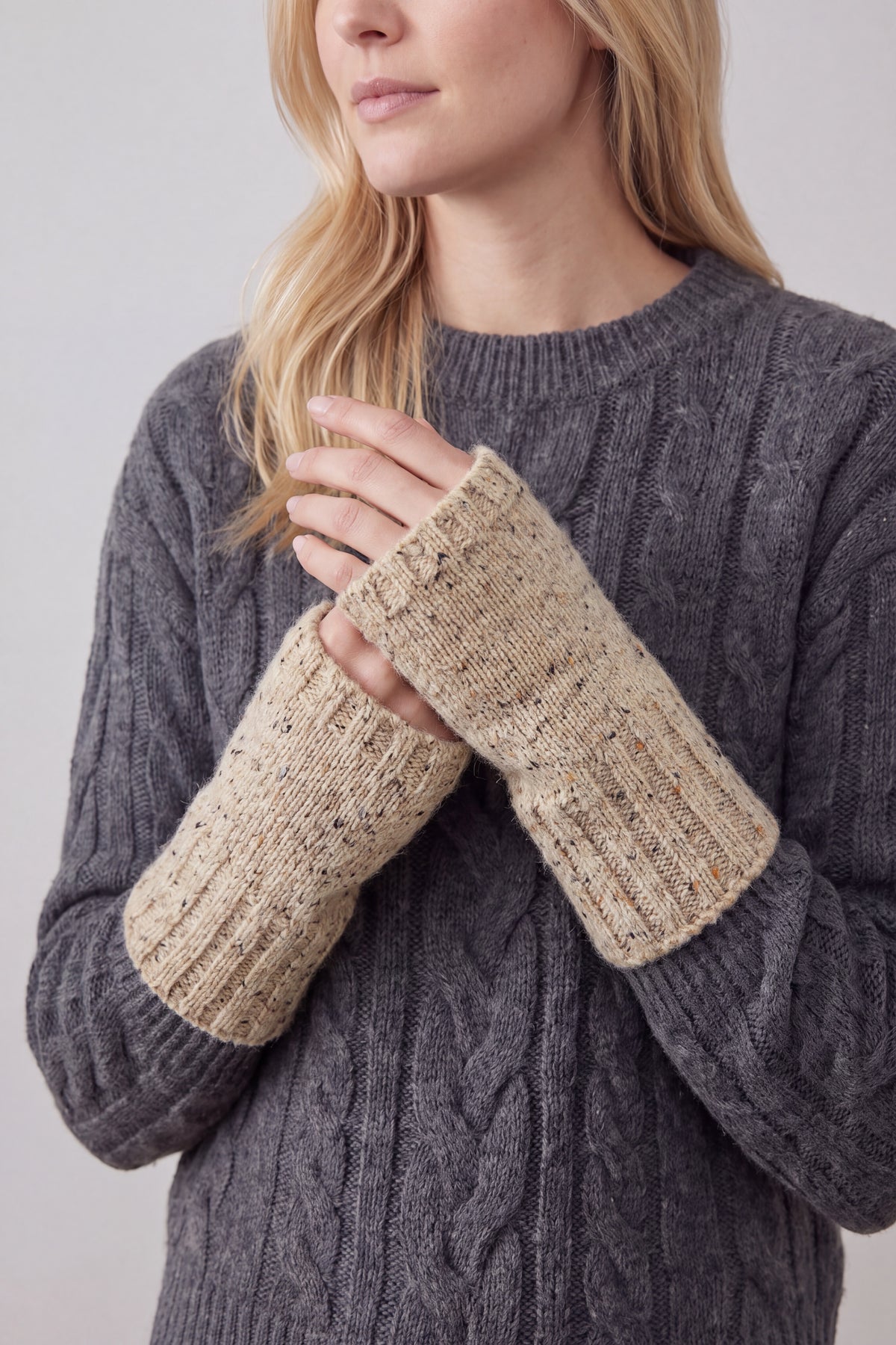 Plain Soft Knitted Fingerless Gloves
