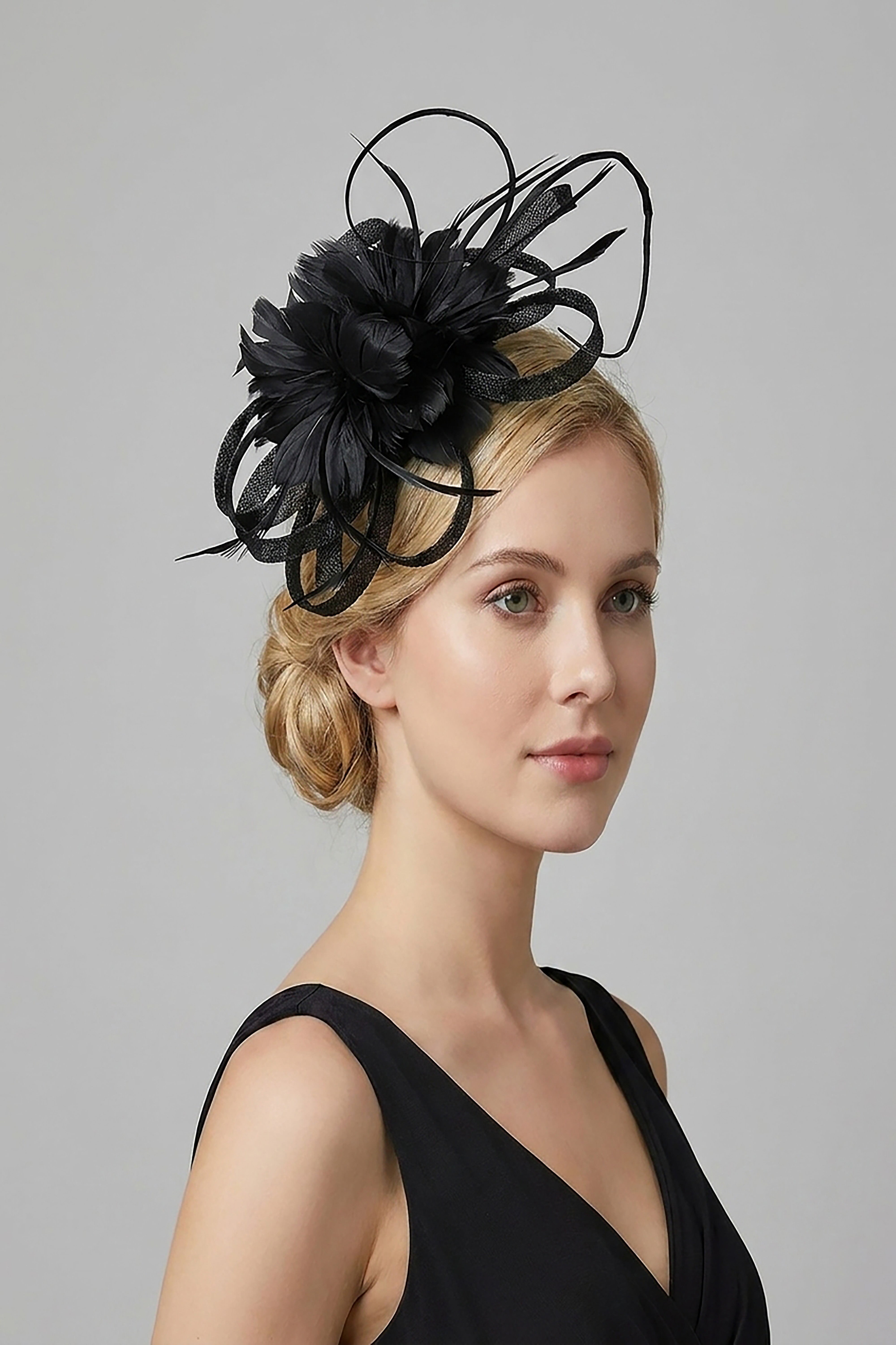 Sinamay Loop & Feather Flower Fascinator