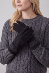 Solid Colour Touch Screen Gloves with Quilted Wrist Detail