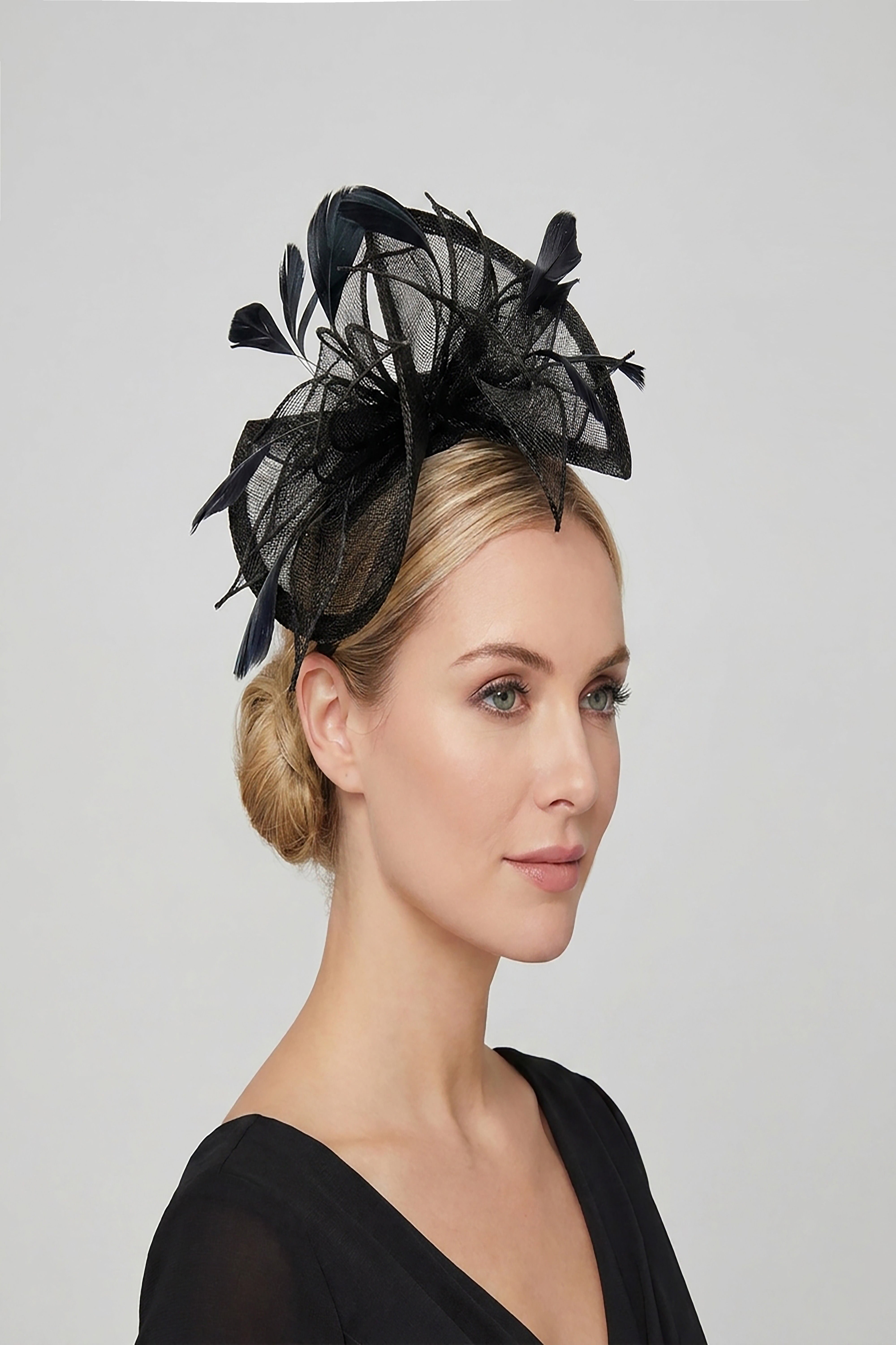 Statement Sinamay Bow Fascinator with Feather Detail