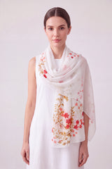 Abstract Lily Floral Print Chiffon Scarf