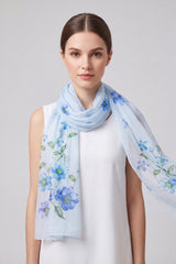 Soft Colourful Floral Bloom Print Chiffon Scarf