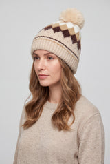 Colourful Diamond-Shaped Pom Pom Hat