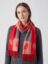 Bird Pattern Viscose Wool Blend Scarf