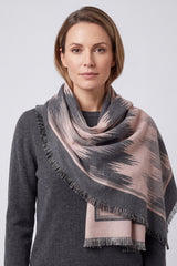 Women Abstract Pattern Woven Scarf with Fringed Edges