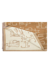 Women’s Playful Cat Motif Scarf with Contrast Border and Fringe