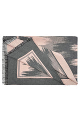 Women Abstract Pattern Woven Scarf with Fringed Edges