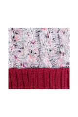 Women’s Two-Tone Cable Knit Faux Fur Pom Bobble Hat