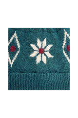 Women’s Nordic Pattern Faux Fur Pom Bobble Hat
