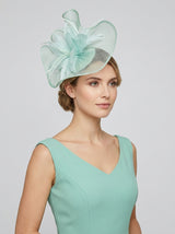 Sinamay Fascinator with Feather Flower Detail Navy