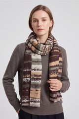 Women’s Abstract Stripe Print Scarf – Soft Lightweight Fringed Wrap