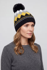 Colourful Diamond-Shaped Pom Pom Hat