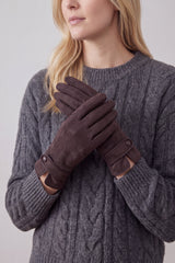 Plain Touch Screen Winter Gloves with Single Button Detail on Cuff
