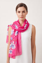 Soft Flowers on Branch Print Chiffon Scarf