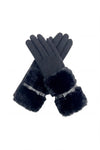 Women's Knitted Fingerless Gloves with Faux Fur Cuffs and Buttons